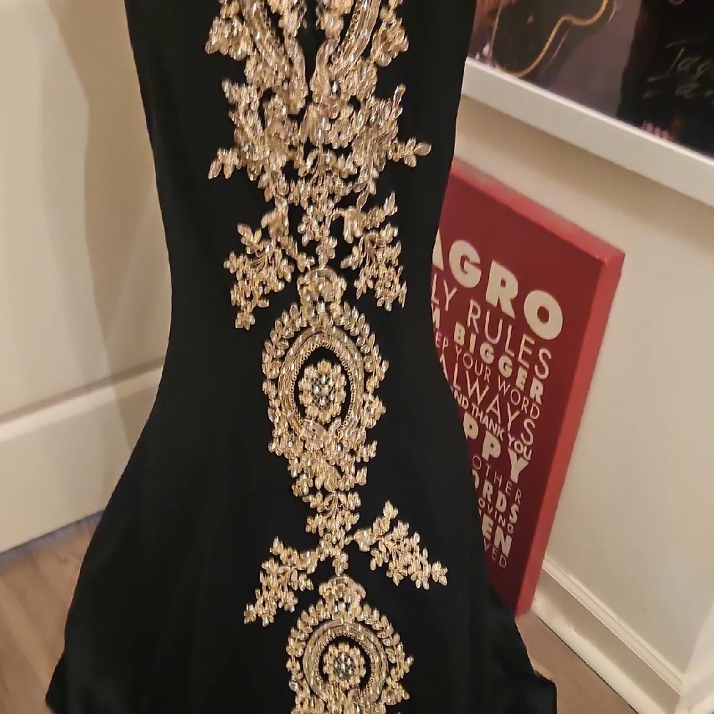Anny Lee Black Maxi Dress with Gold Embellishment - Picture 11 of 13